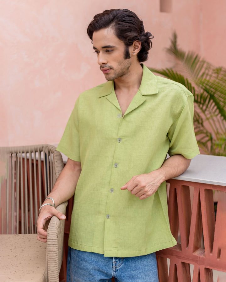 Sean Green Linen Solid Shirt