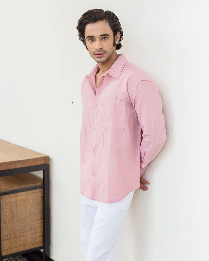 Theo Nude Pink Linen Solid Shirt