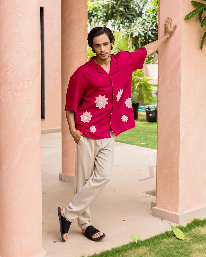 Sway Pink Embroidered Cotton Shirt