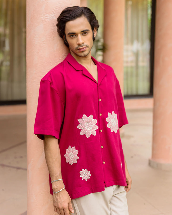 Sway Pink Embroidered Cotton Shirt