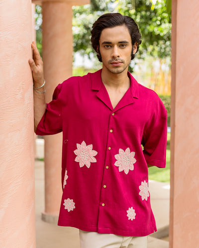 Sway Pink Embroidered Cotton Shirt