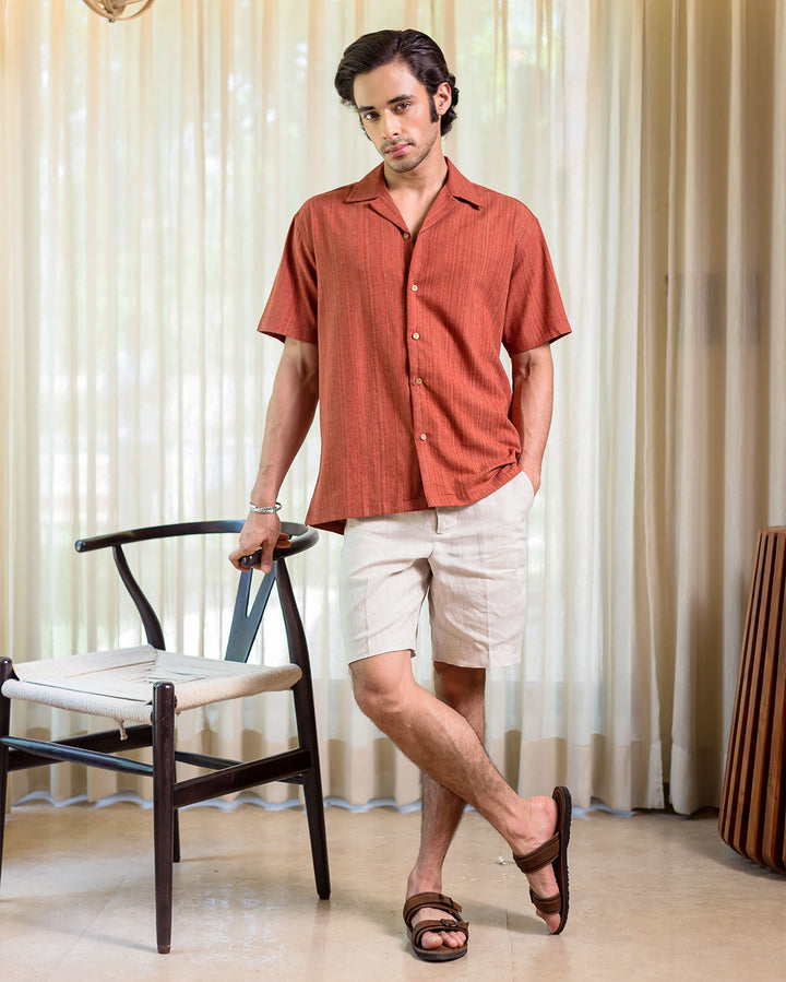 Milo Rust Orange Cotton Solid Shirt