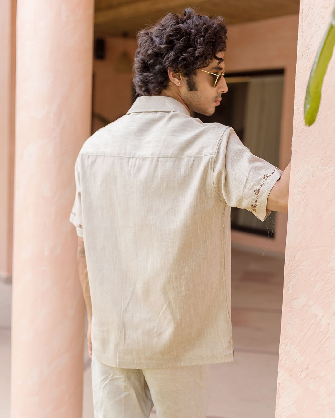 Reed Brown Embroidered Cotton Shirt