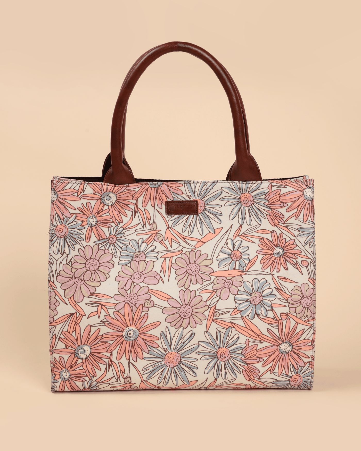Buy Marigold Magic Handblock Rectangle Tote Bag Online in India at