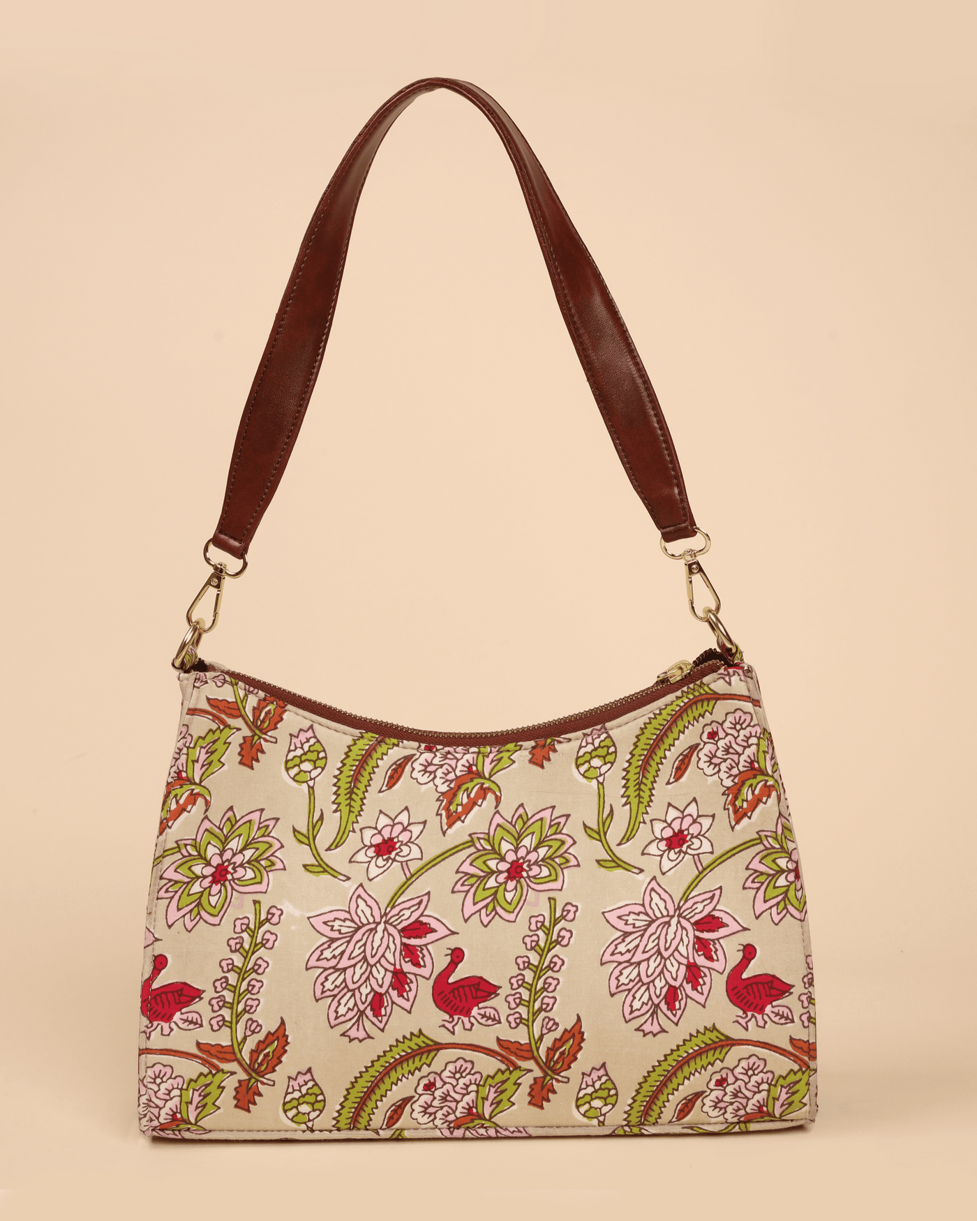 Pale Primrose Handblock Baguette Bag