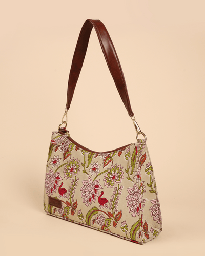 Pale Primrose Handblock Baguette Bag