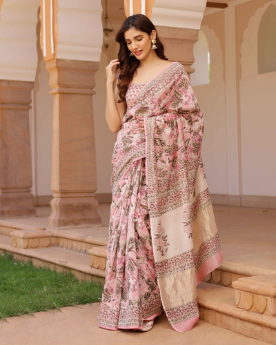 Aradhna Handblock Chanderi Saree