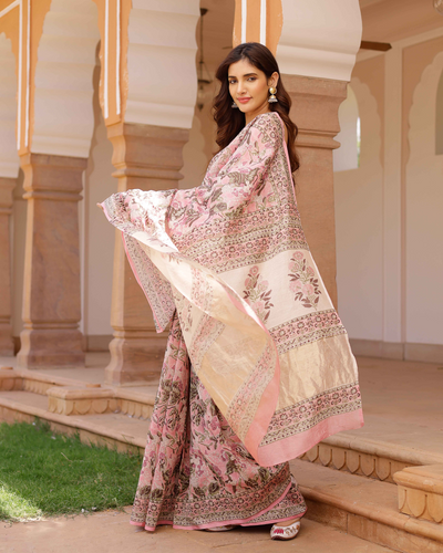 Aradhna Handblock Chanderi Saree