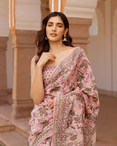 Aradhna Handblock Chanderi Saree