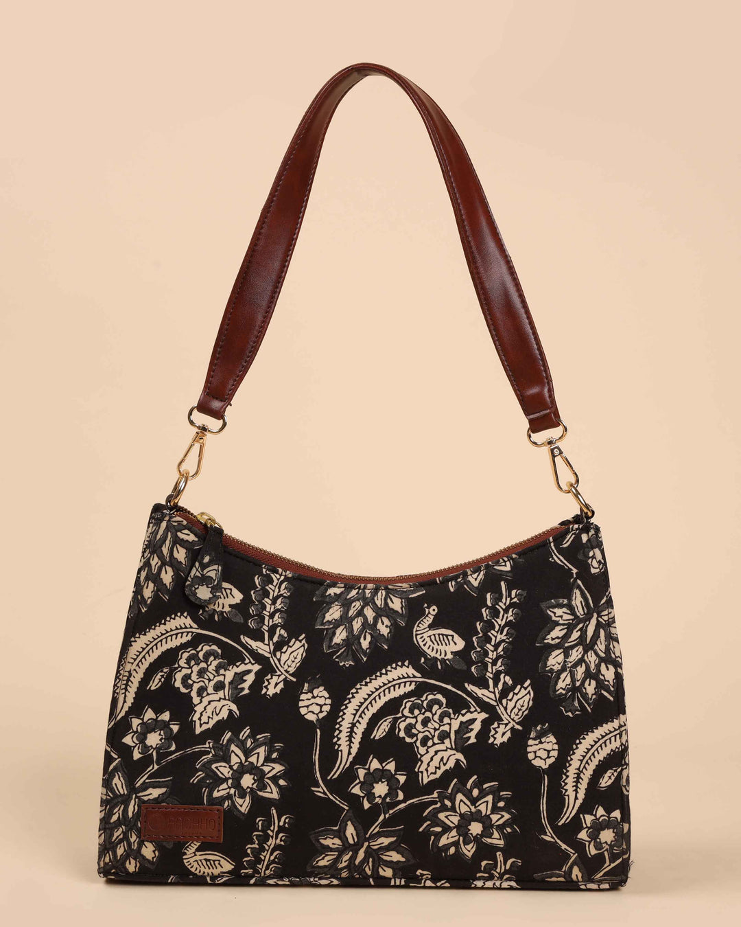 Black Onyx Handblock Baguette Bag