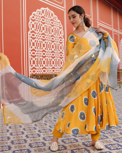 Yellow Pumpkin Tie And Dye Dupatta