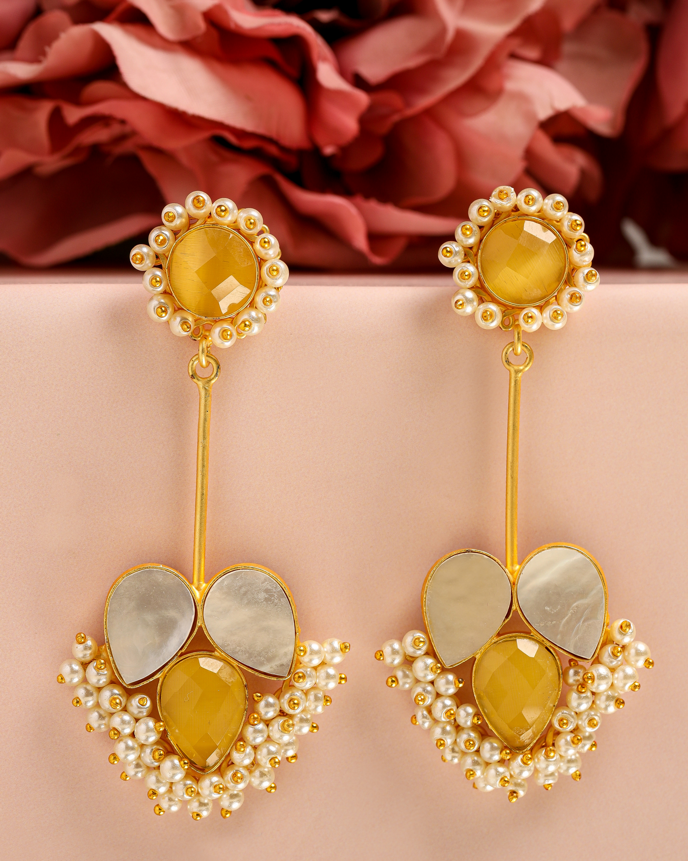 Traditional Navratri Lord Radha-Krishna Pearl Earrings For Women - I Jewels  - 3127130