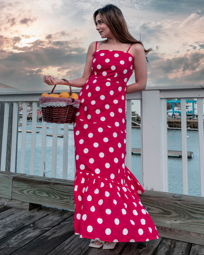 Pink Crepe Polka Cotton Dress