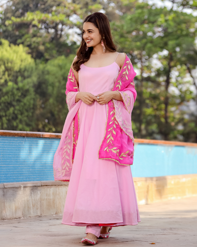 Pink Ballet Gotapatti Suit Set