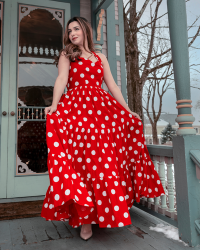 Currant Red Polka Cotton Dress