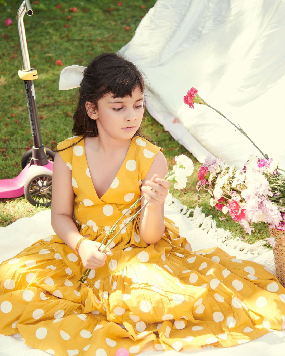 Buttercup Tier Polka Cotton Dress