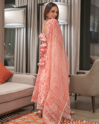 Rouge Peach Handblock Suit Set