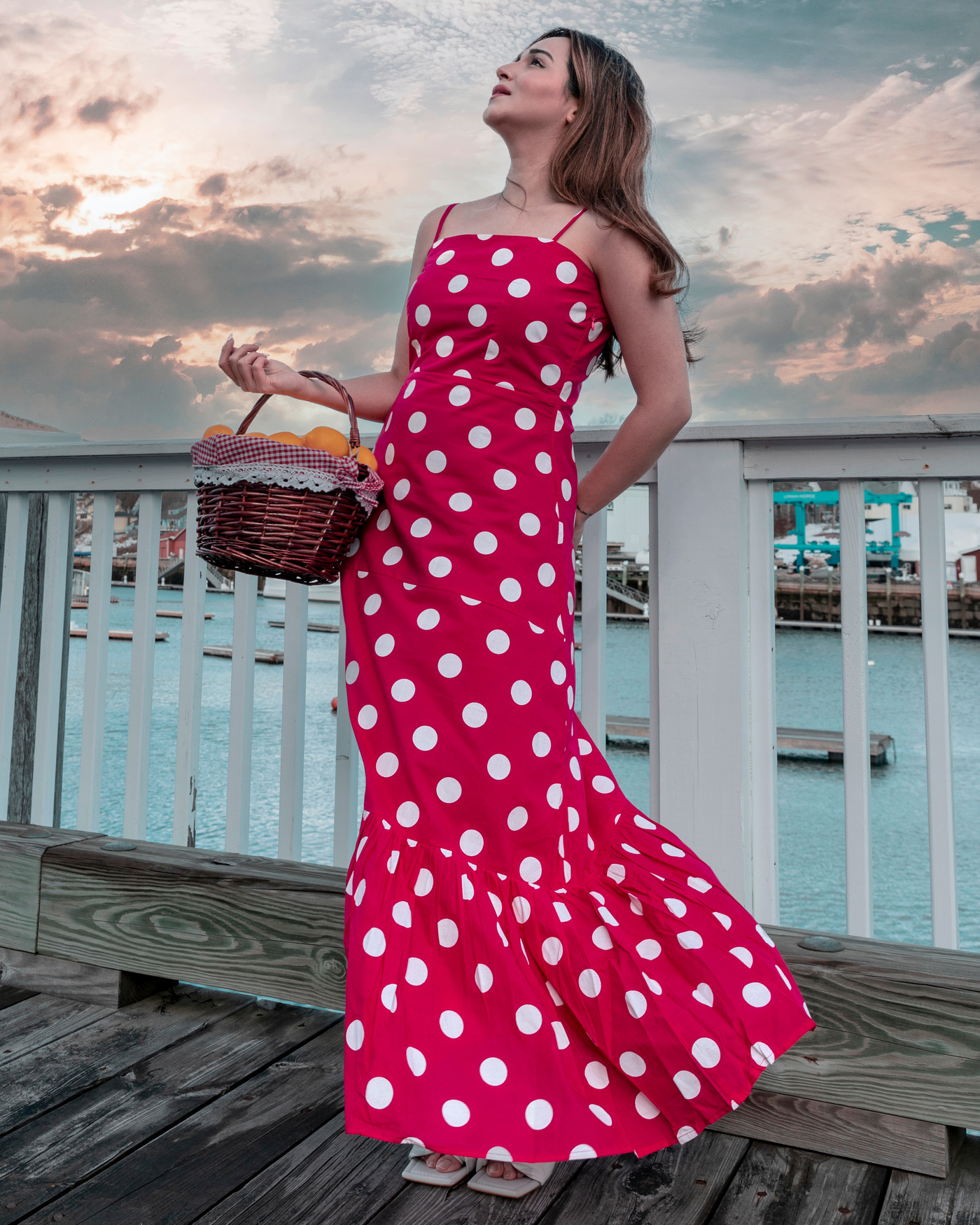 Pink Crepe Polka Cotton Dress