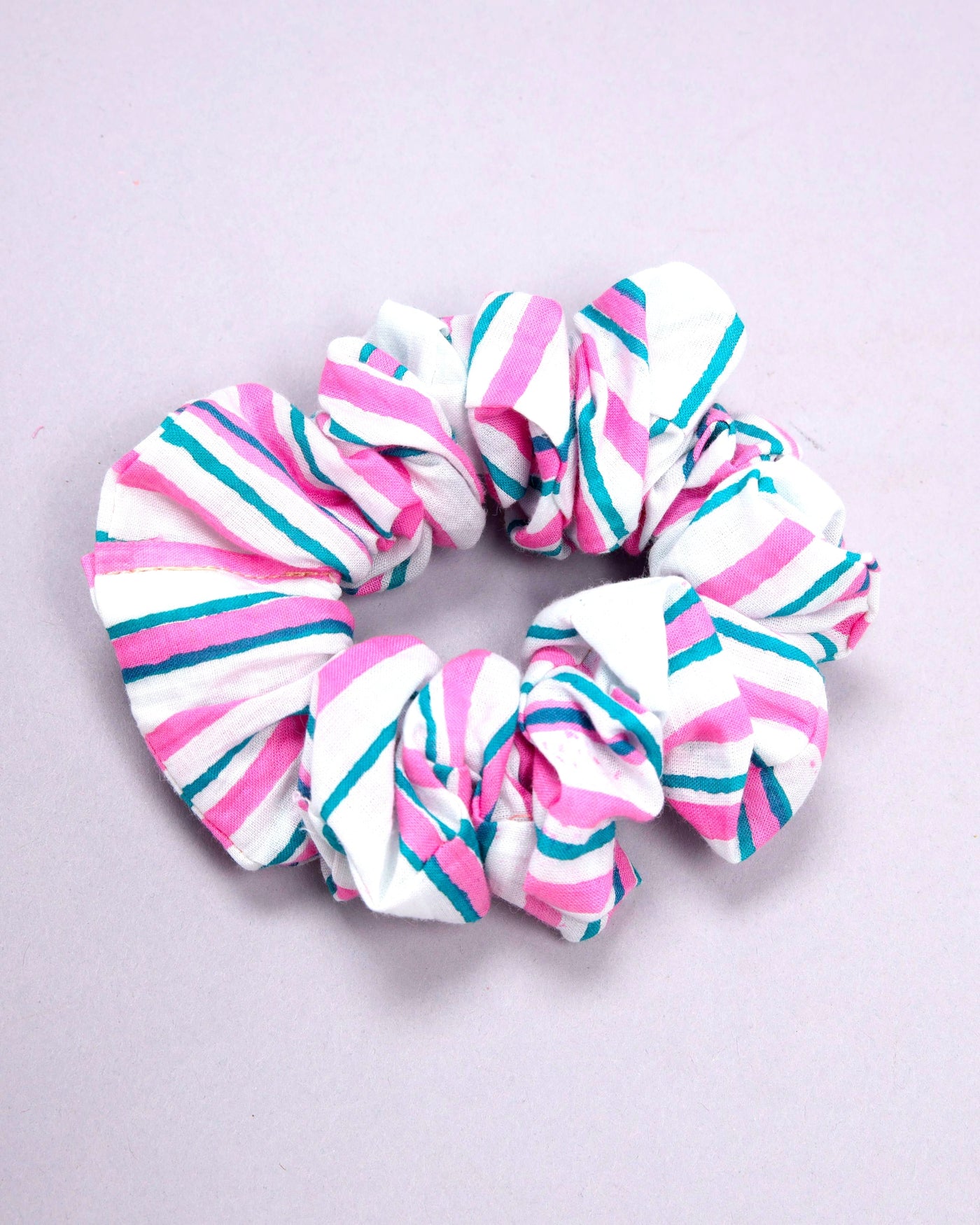Jazzy Pink Cotton Handblock Scrunchie