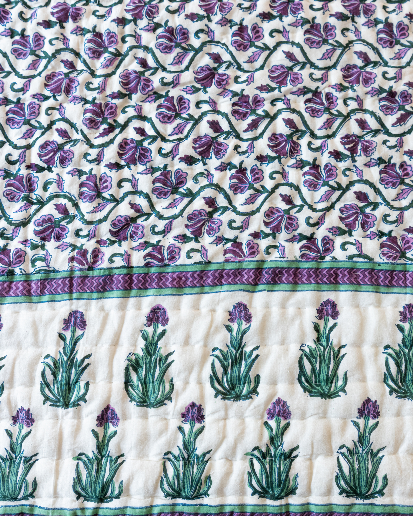 Gilly Flower Handblock Printed Cotton Quilt
