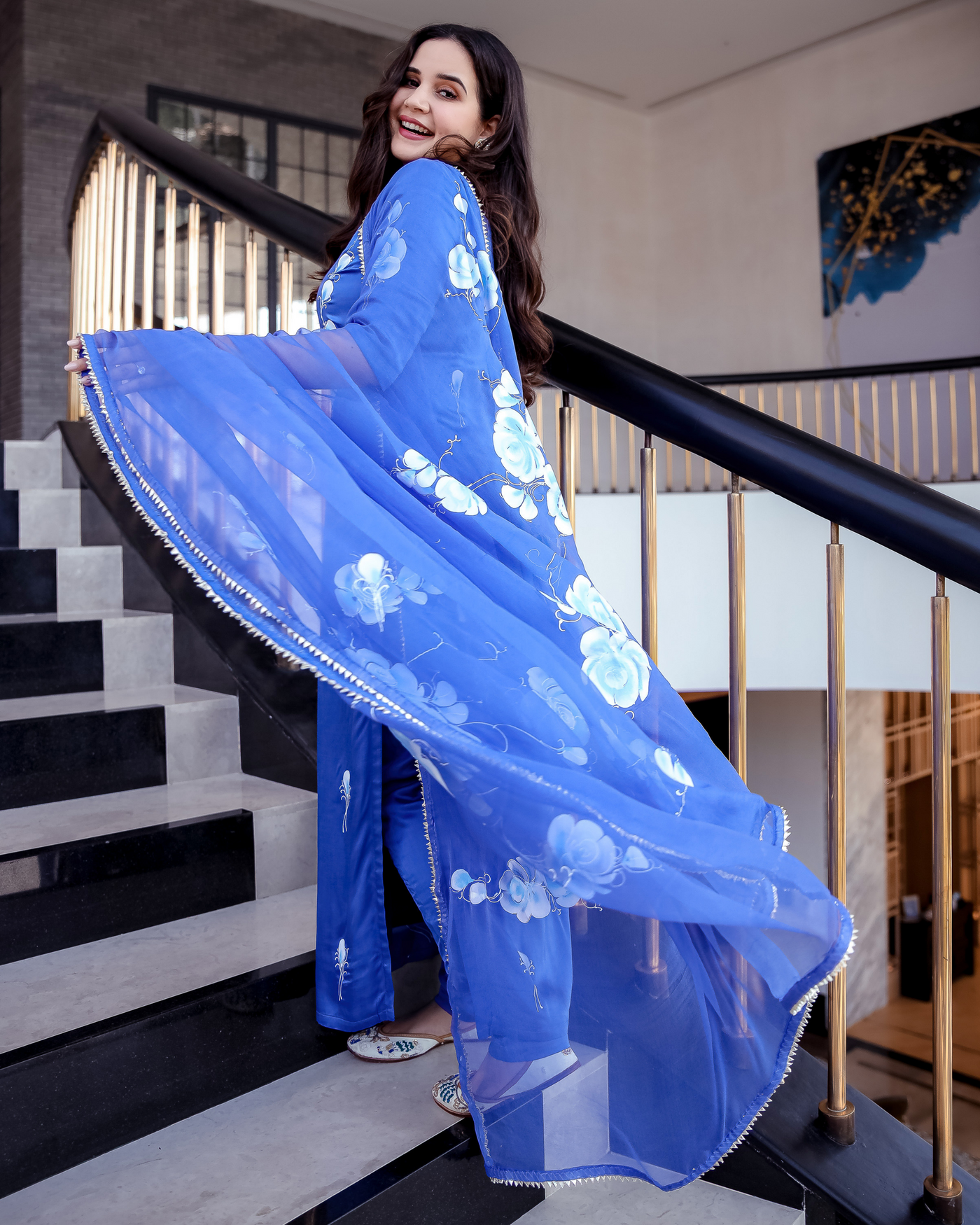 Pacific Blue Handpainted Suit Set