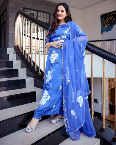 Pacific Blue Handpainted Suit Set