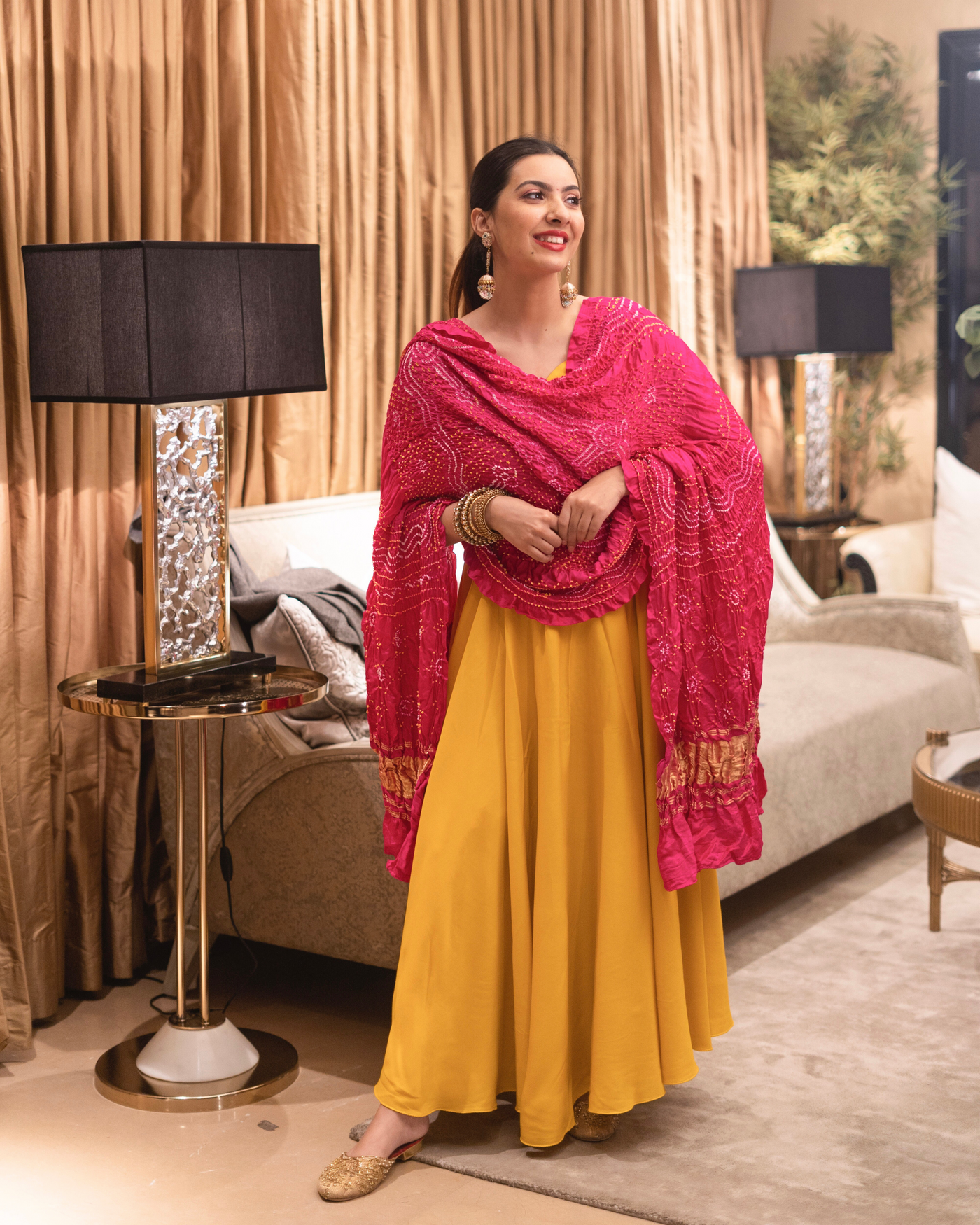Tuscan Yellow Pure Gajji Silk Bandhej Suit