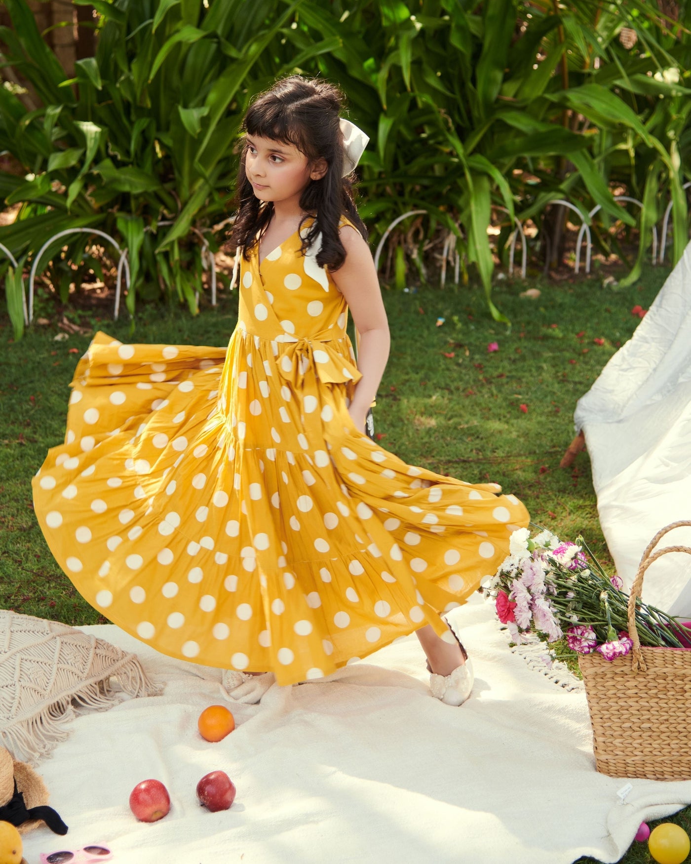 Buttercup Tier Polka Cotton Dress