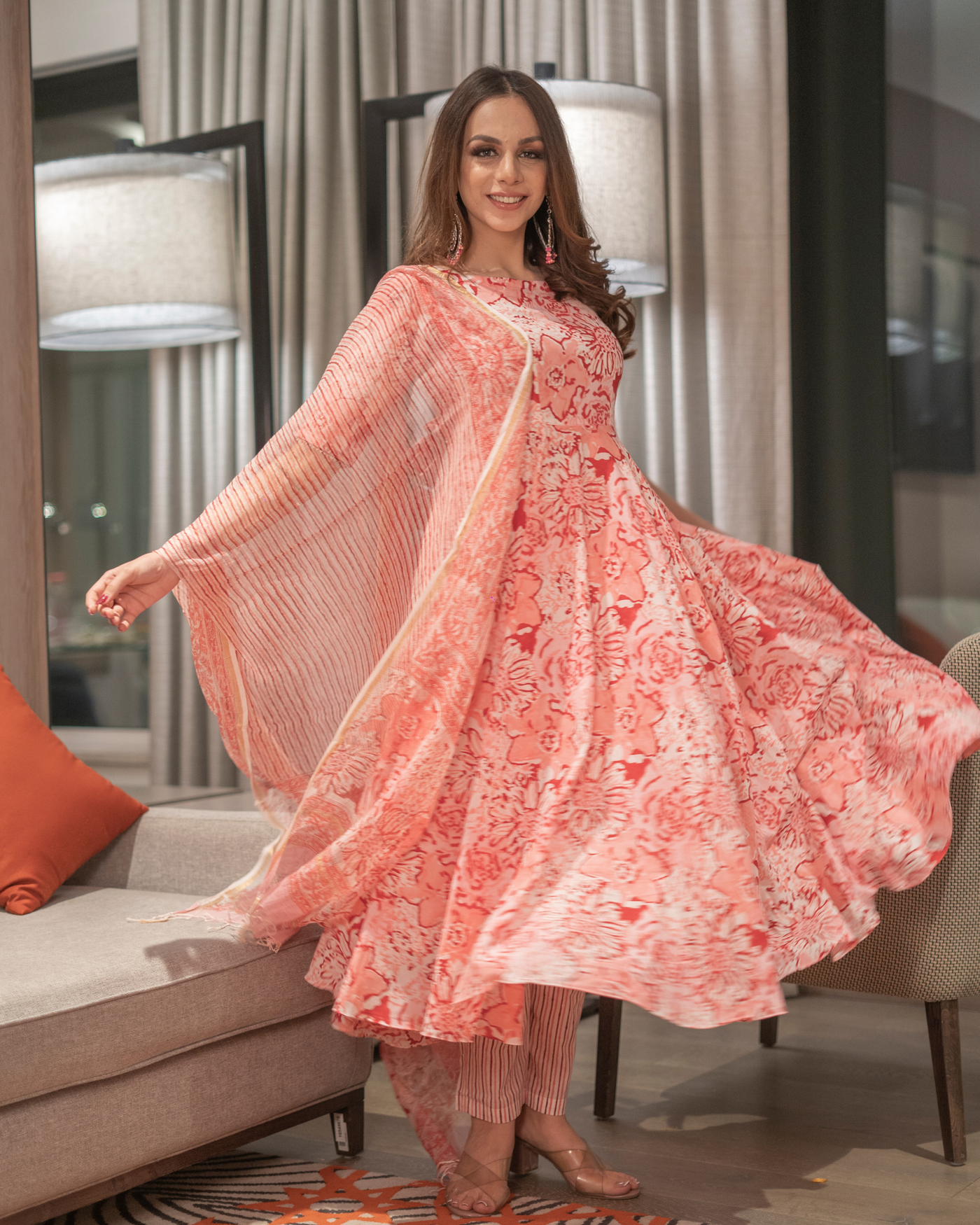 Rouge Peach Handblock Suit Set