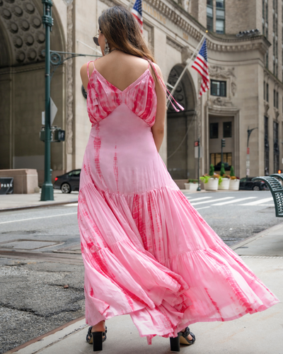 Buy Pink Puffer Tie & Dye Silk Dress online in India at Best Price | Aachho