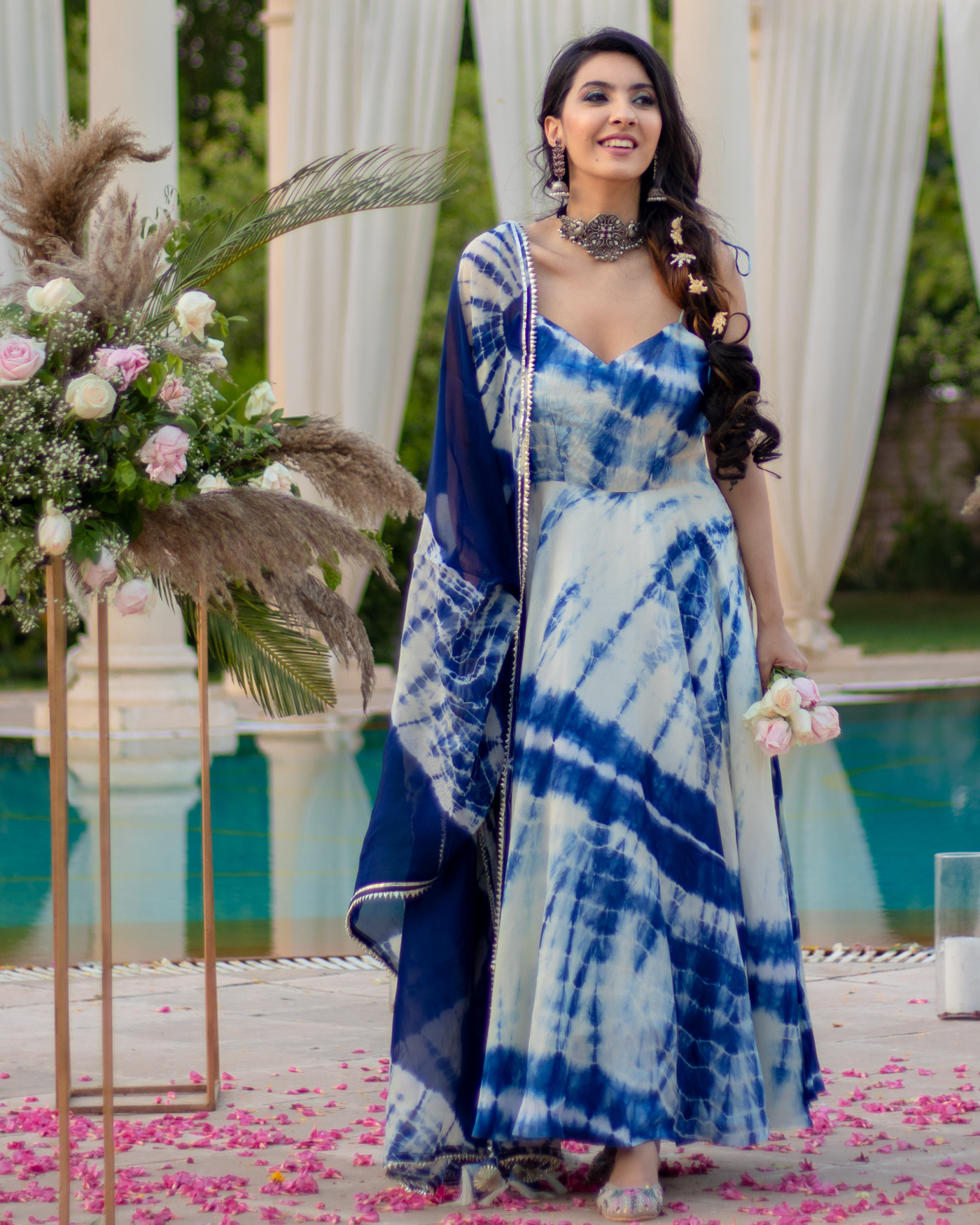 Winter Sky Tie & Dye Silk Suit Set