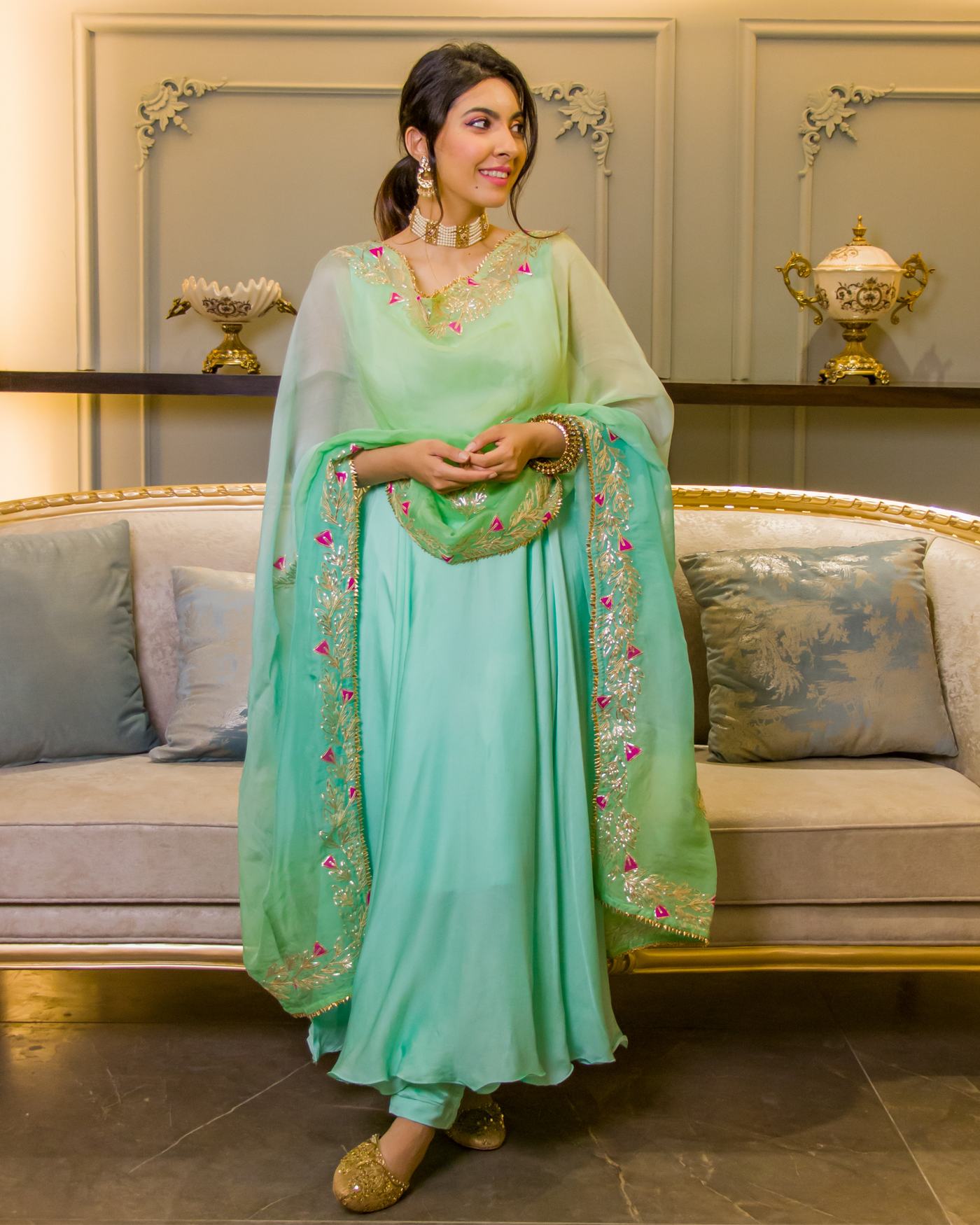 Mannat Gotapatti Satin Suit Set