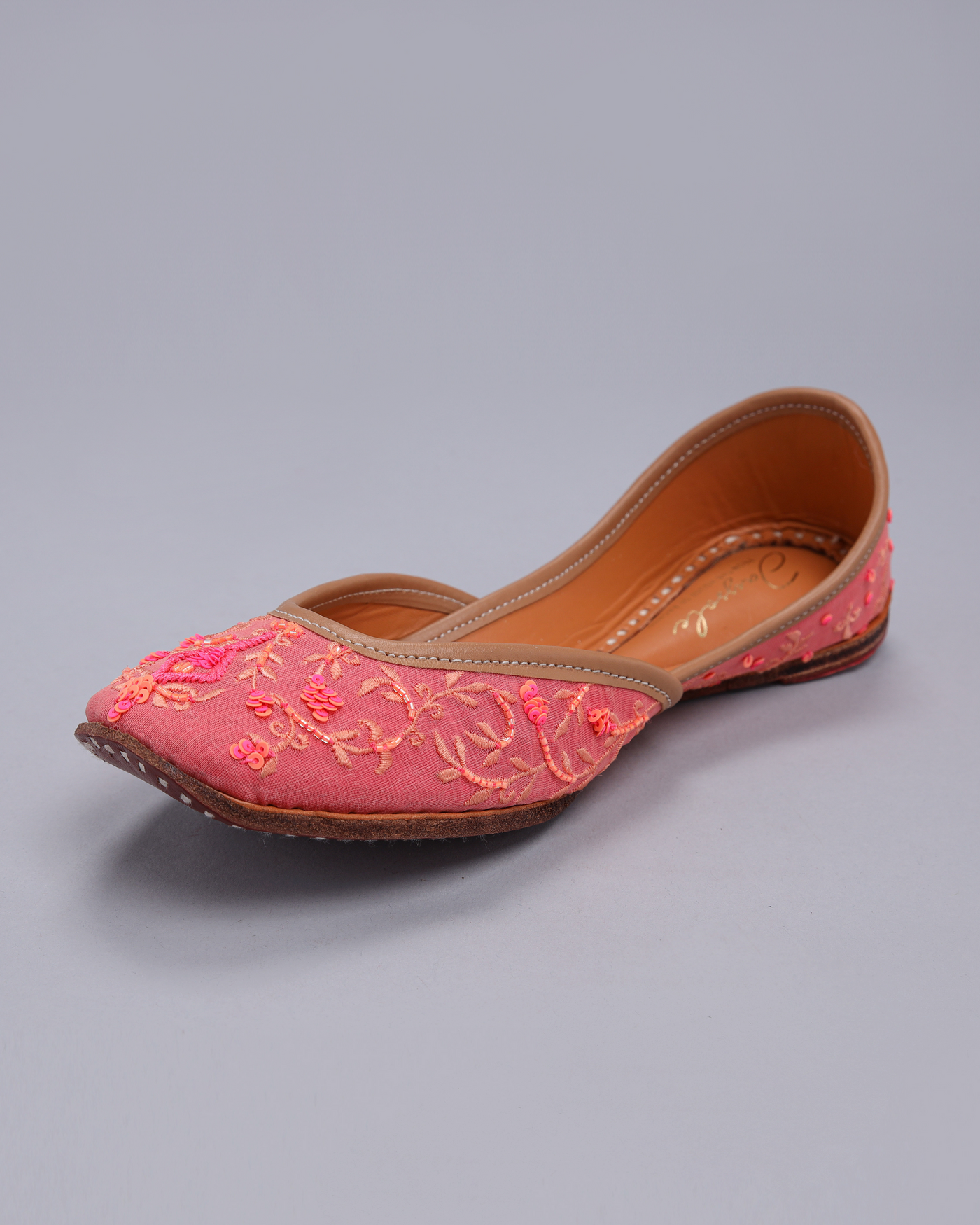 Tinsel Pink Handcrafted Jutti