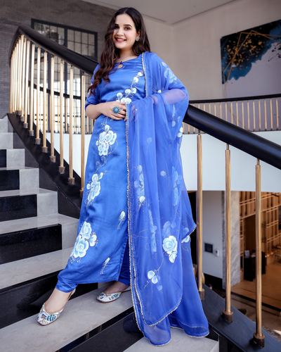 Pacific Blue Handpainted Suit Set