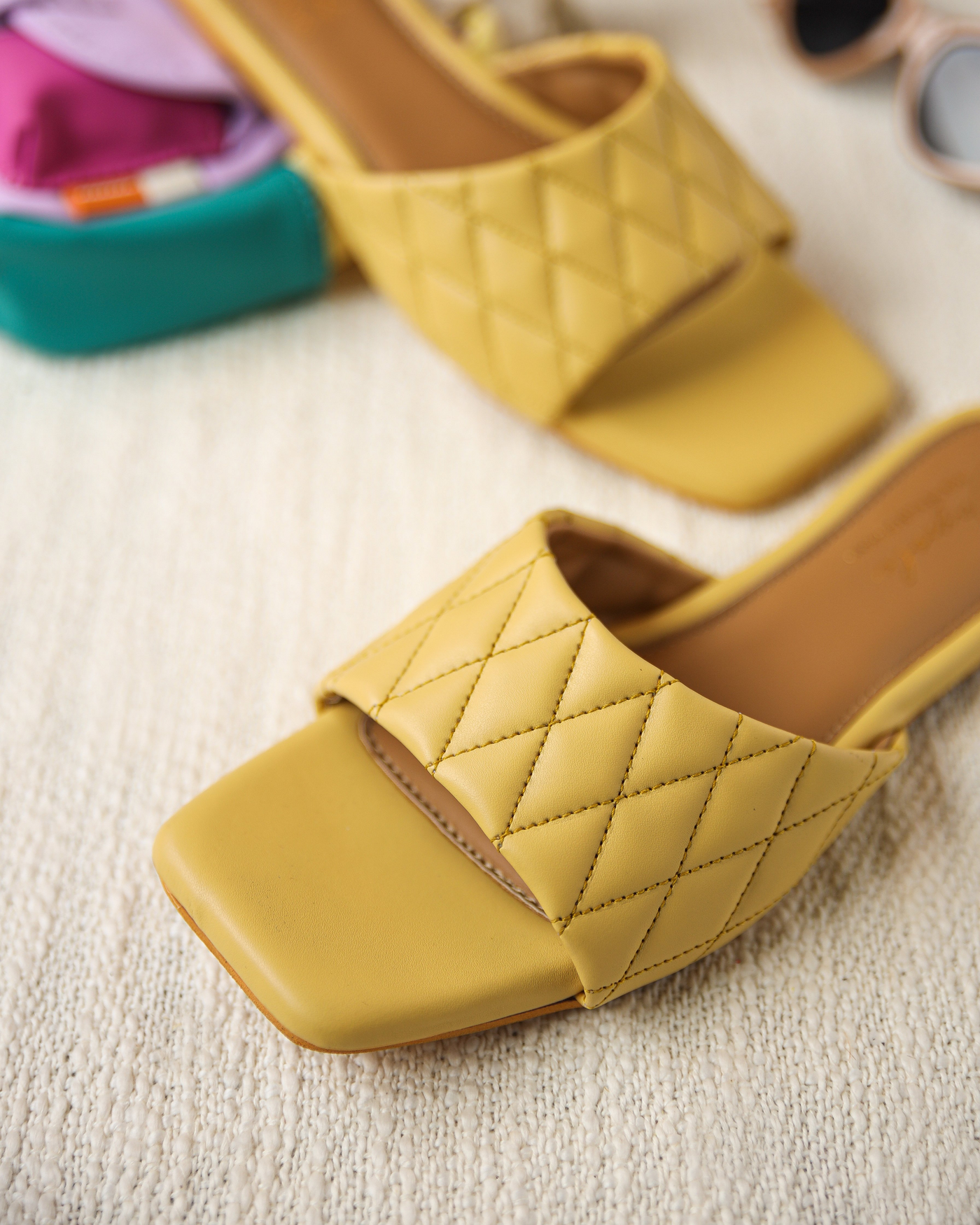 Summer Melon Quilted Slides