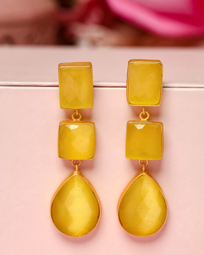Radiant Yellow Handcrafted Brass Earrings
