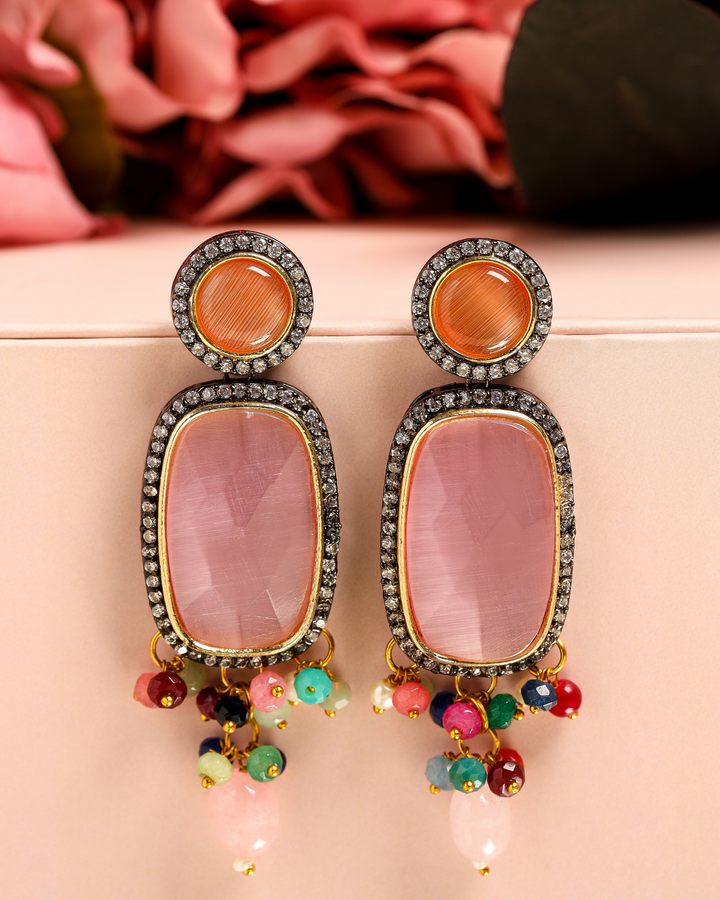 Quartz Pink Handcrafted Earrings