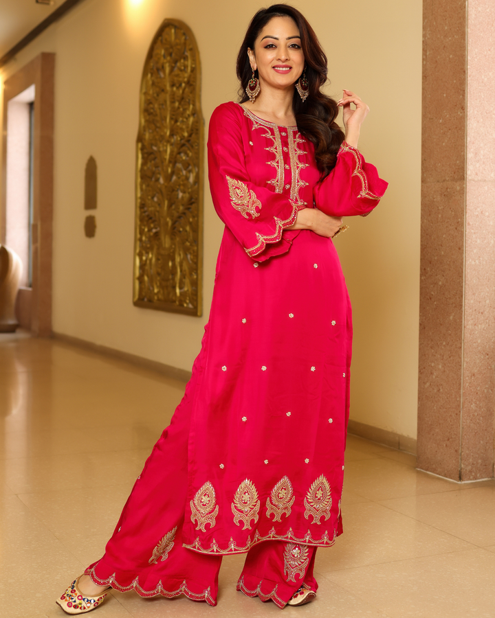 Bubbly Pink Handwork Kurta Set