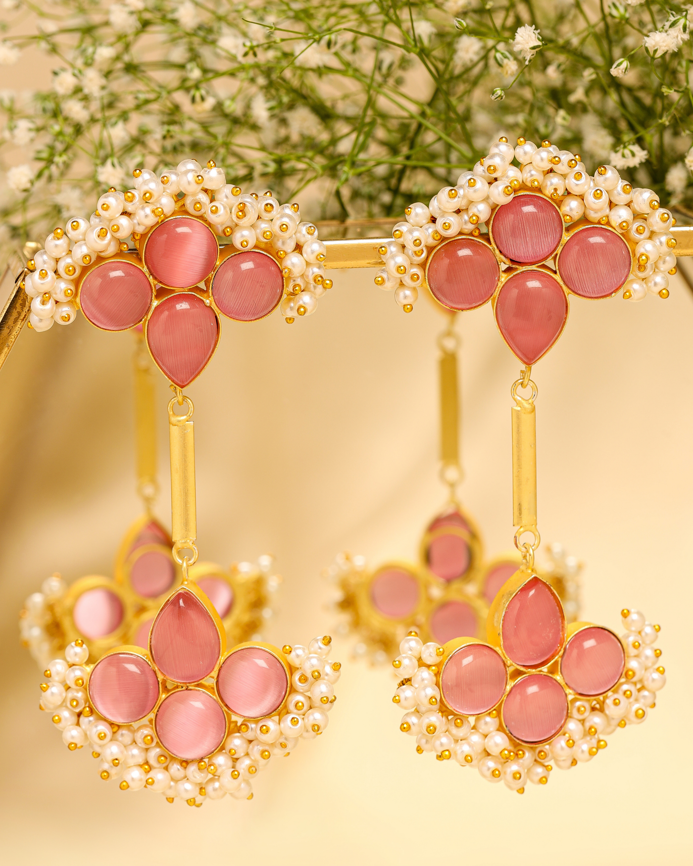 Coral Rose Handcrafted Earrings1