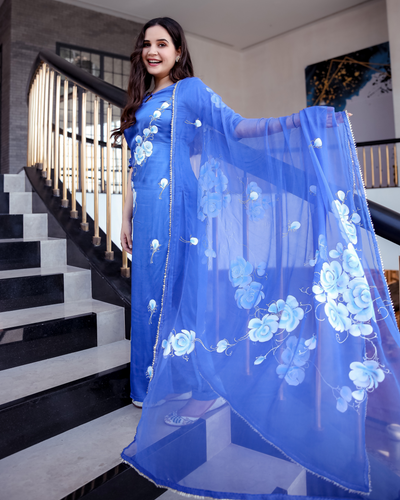 Pacific Blue Handpainted Suit Set