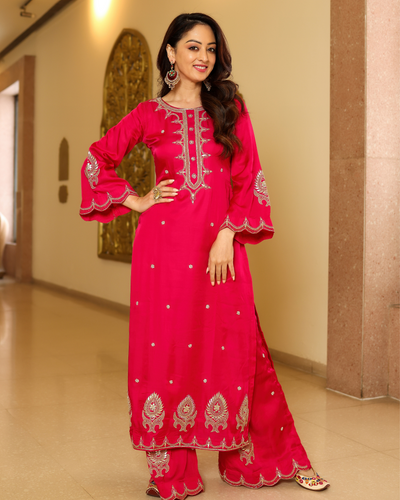 Bubbly Pink Handwork Kurta Set