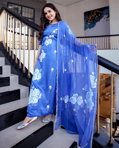 Pacific Blue Handpainted Suit Set