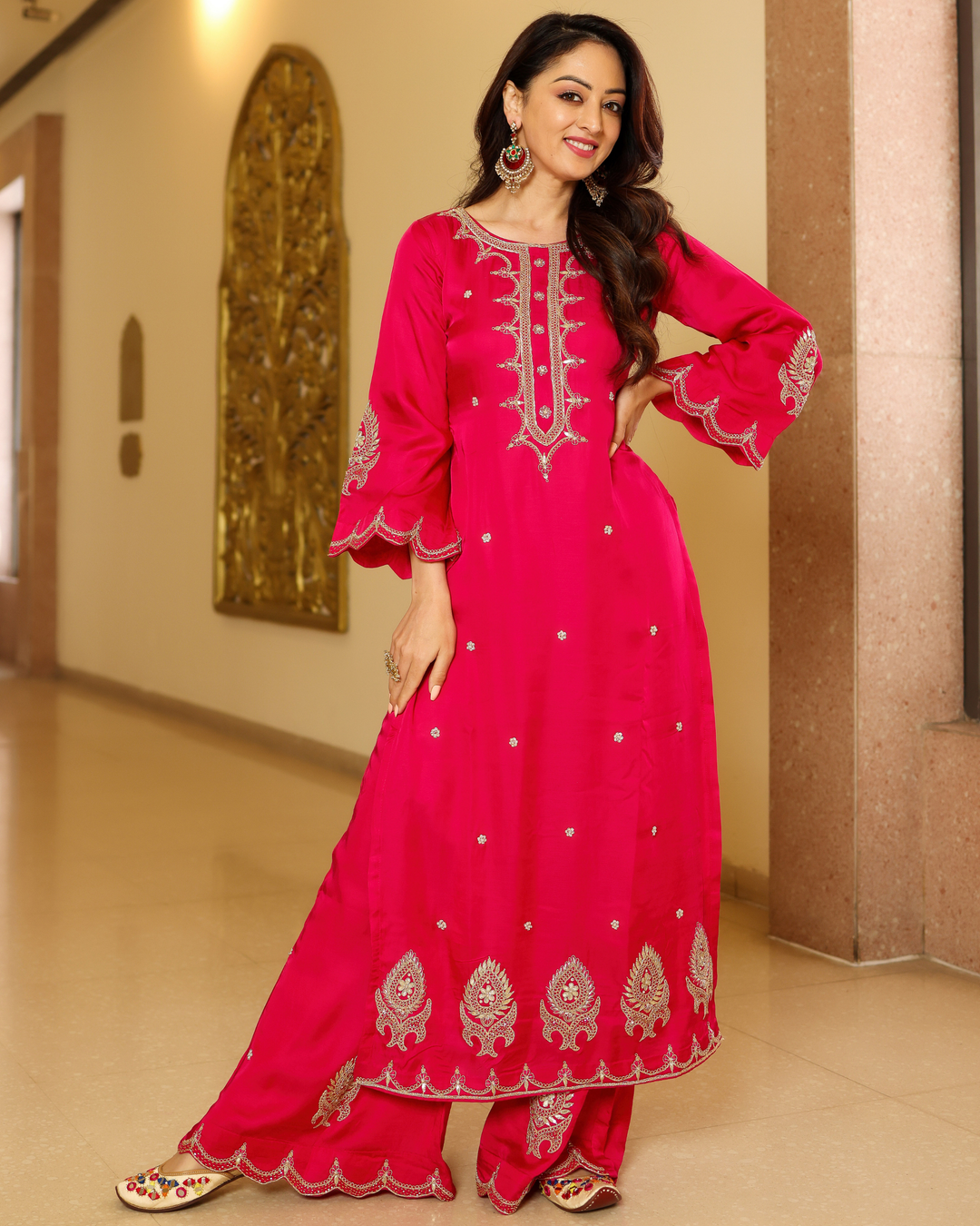 Bubbly Pink Handwork Kurta Set