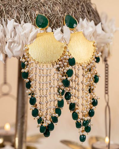 Green Light Handcrafted Brass Earrings