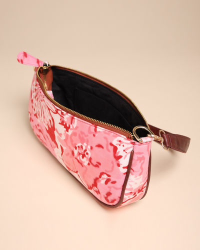 Peach Rosa Cotton Blockprinted Mini Baguette Bag