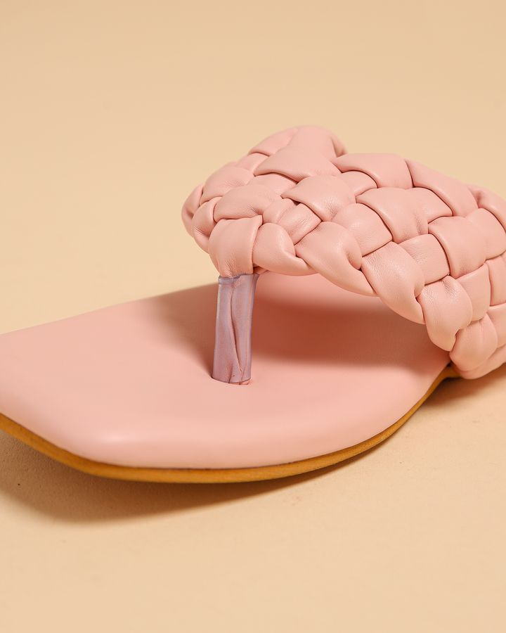 Cream Tan Braided Flats