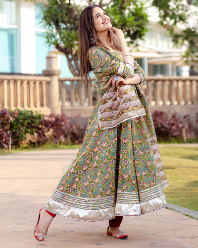 Leafy Green Handblock Suit Set