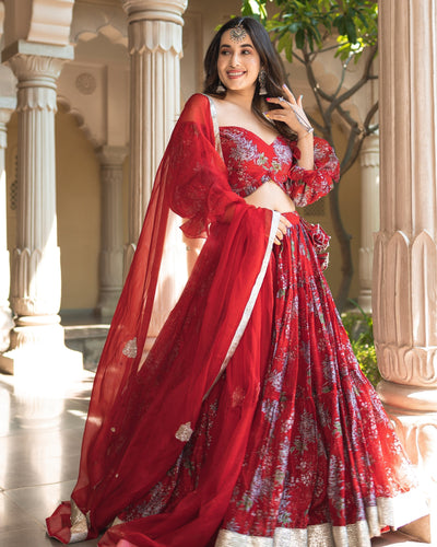 Maahina Chanderi Lehenga Set