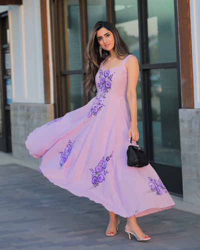 Mauve Handpainted Cotton Dress