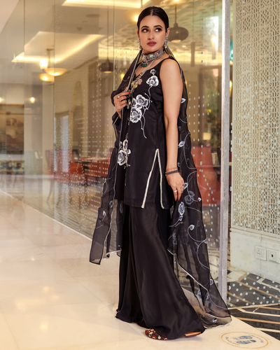 Night Sky Handpainted Sharara Set